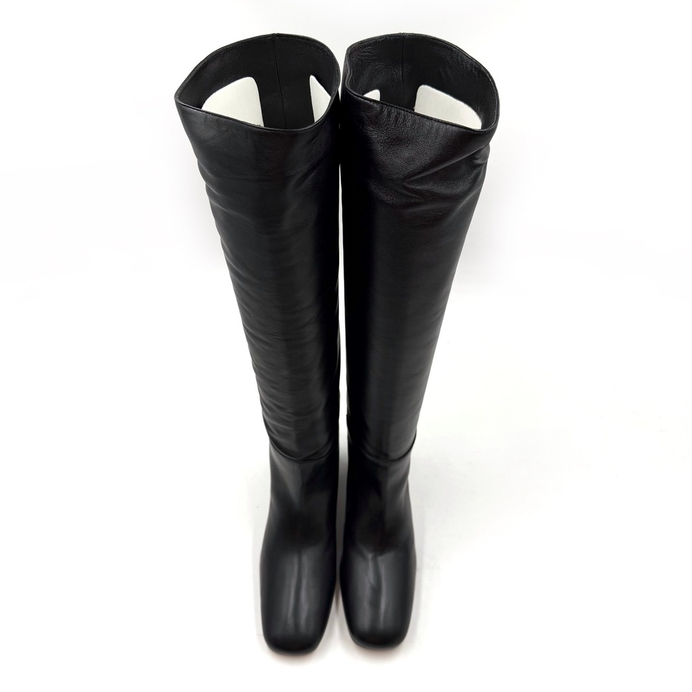 STAUD Black Leather Over-the-Knee Block Heel Boots - Picture 6 of 12